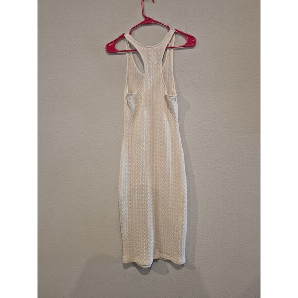 H&M Women's Size XS Racerback Bodycon Knit Midi Dress Cream White - Picture 2 of 4